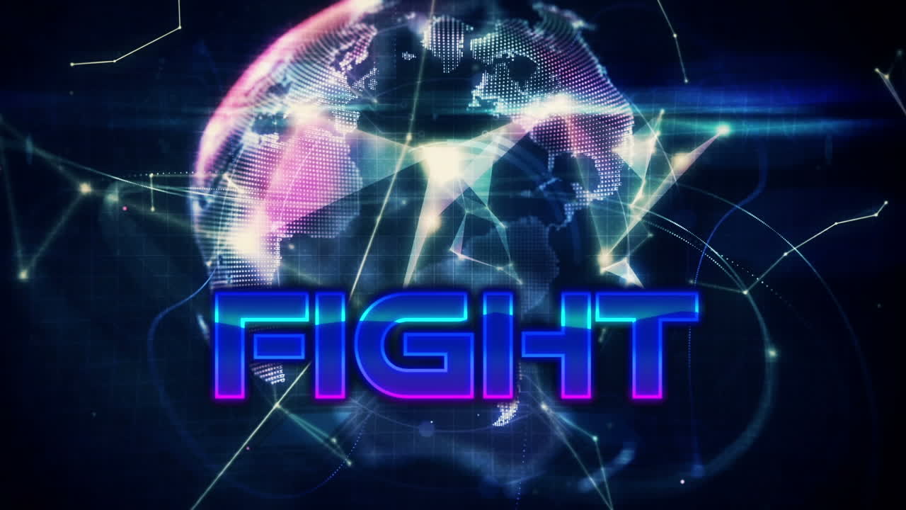 animación de la lucha por las formas y el globo en el espacio negro