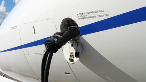 close up of gpu connection supplying electrical power to aircraft