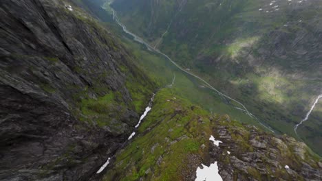 norway mountain couloir dive drone dramatic fpv | dji drone