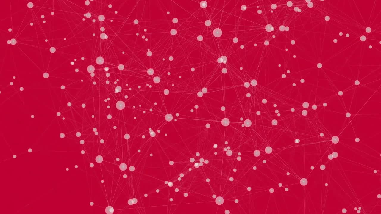 Animation of network of connections with icons on red background
