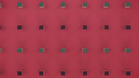 moving 3d cubes on red background