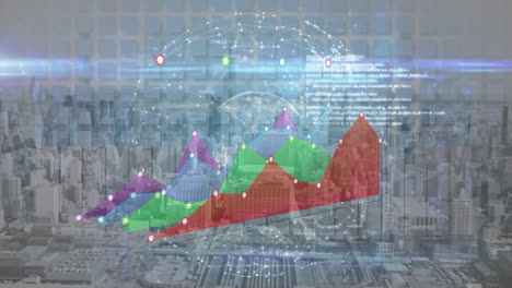 animation of data processing over city