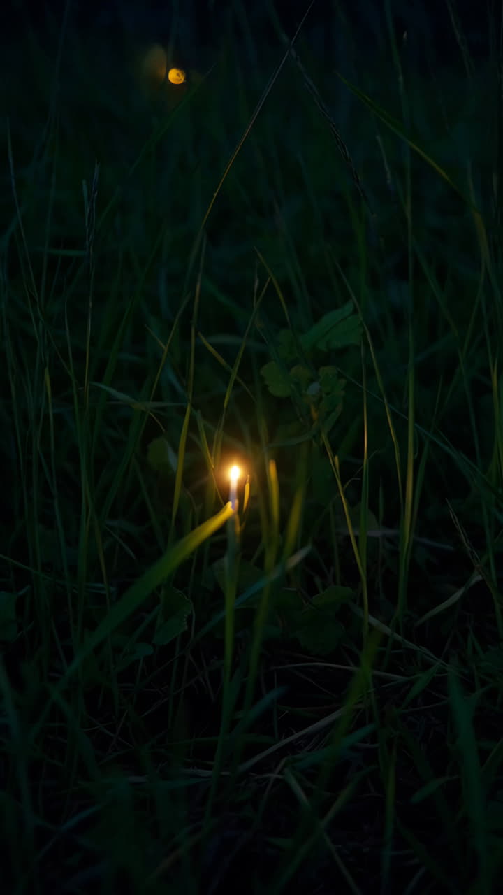 Fireflies in the Grass at Night