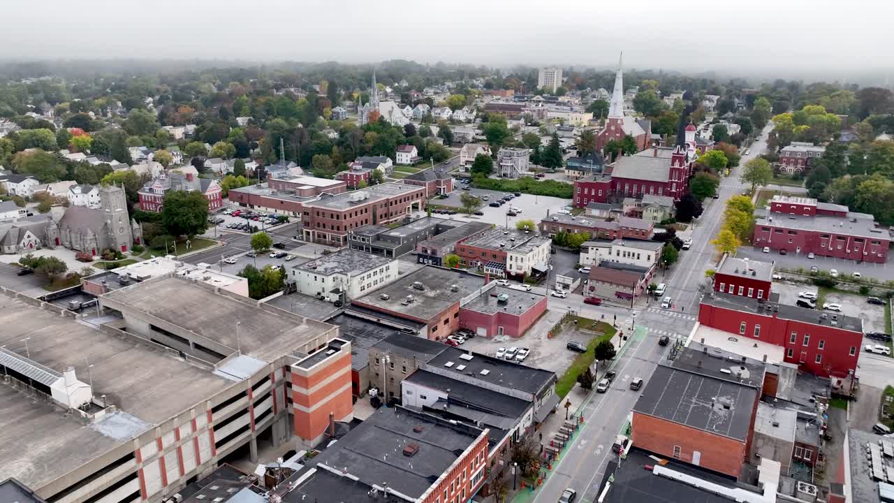 aerial fast push high over rutland vermont