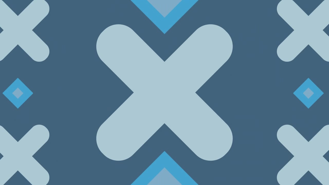 Digital animation of abstract circular and square shapes forming against blue background