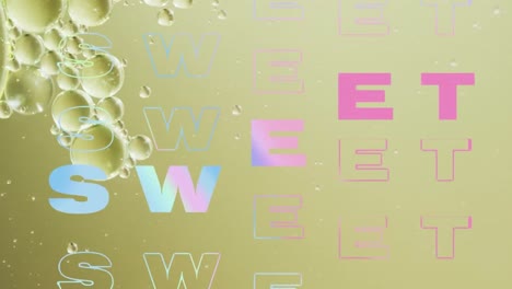 Animation-of-sweet-text-over-abstract-liquid-patterned-background