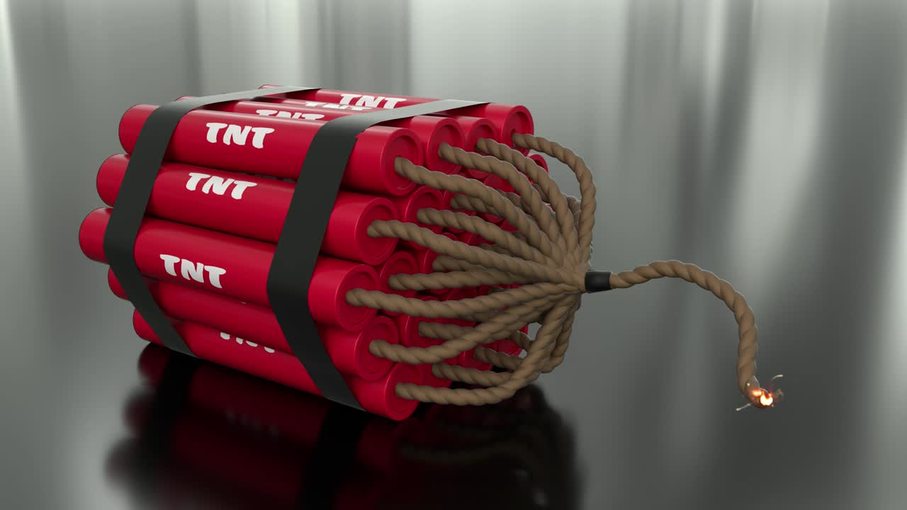 бомба тнт мультфильма сгорающий фитиль зажженный динамит искры тнт взрывчатый цикл 4к