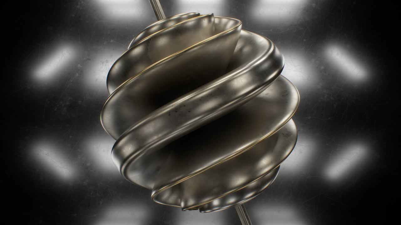 абстрактная блестящая бронзовая металлическая отражающая кривая форма орнамента поворотов - 4k бесшовная vj петля движения фоновой анимации