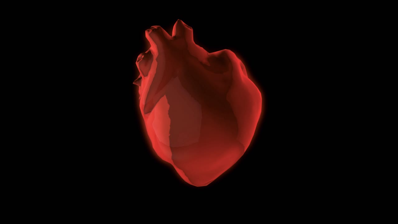 modelo en 3d de un corazón rojo brillante