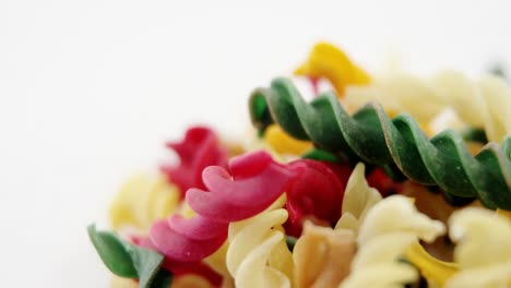 close-up of various gemelli pasta