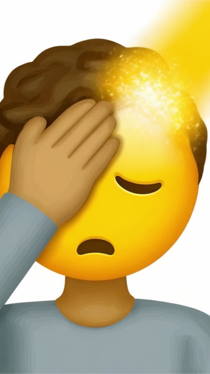 Transizione Emotiva Illustrata: Dalla Frustrazione alla Tristezza Rappresentata Attraverso Distinte Espressioni Emoji che Riflettono Turbolenza Interiore e Conflitto in un Design Semplice