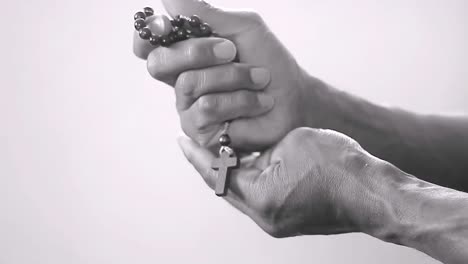 praying to god with cross in hands together with cross stock footage