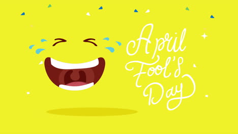 april fools day card with laugh and lettering