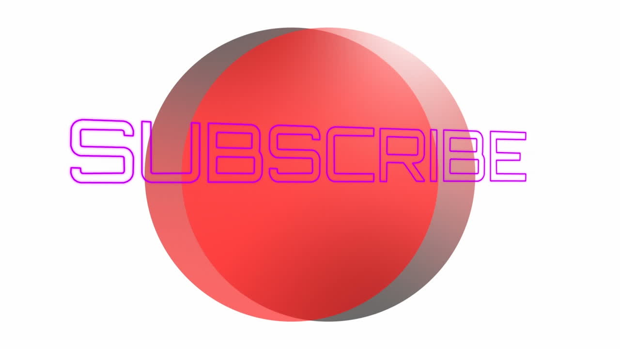 animación del texto de suscripción sobre círculos contra un fondo blanco.