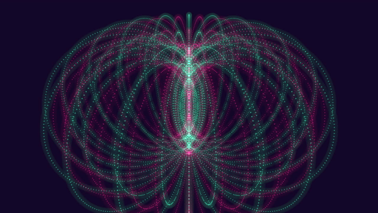 ondas de audio de neón y brillos de led en el gradiente negro