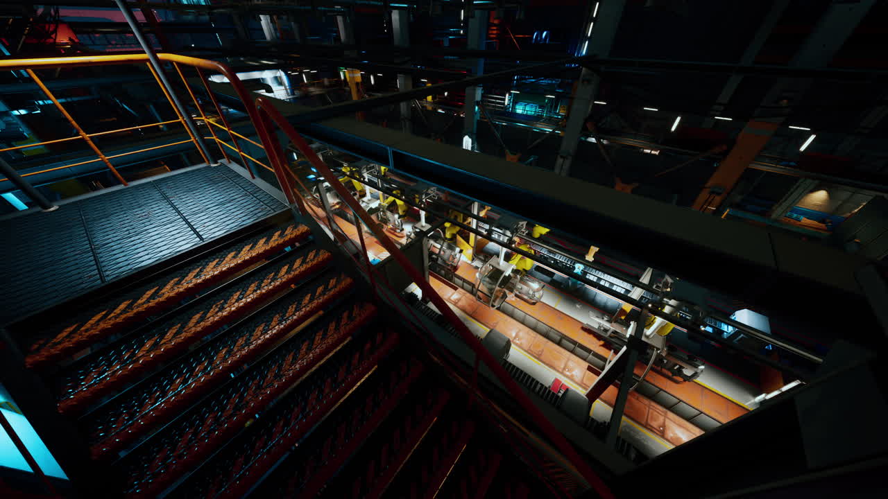 interior de fábrica futurista con robótica y automatización