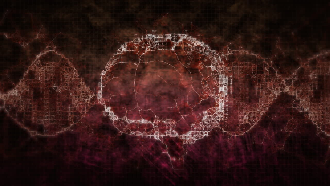 animación del cerebro digital y la cadena de adn sobre un fondo negro