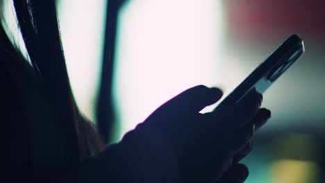 isolated girl receiving a text on her phone