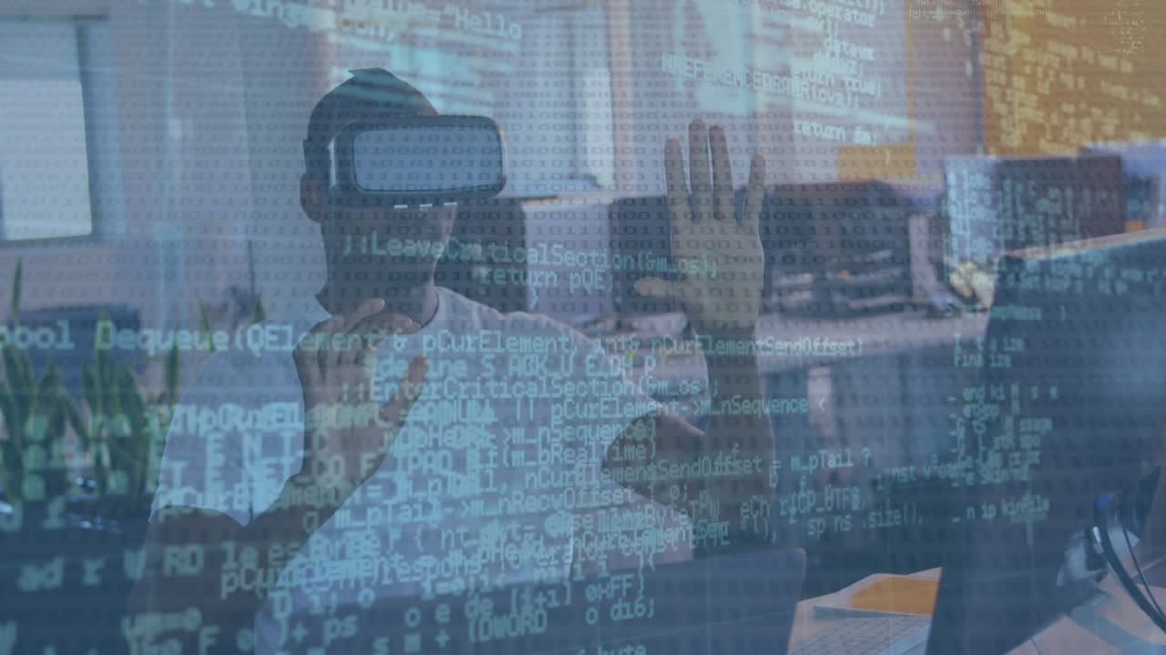 animación de células covid y mapa del mundo sobre personas de negocios que utilizan dispositivos electrónicos