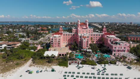 4k drone video of historic don cesar hotel on st