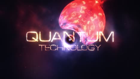 quantum technology futuristic cinematic title banner background concept. 4k 3d rendering seamless loop creative quantum technology animation with particle elements tunnel effect for intro title.