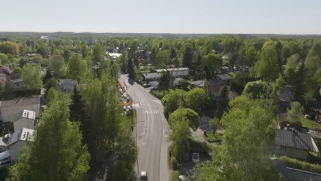 aerial view of a peaceful suburban neighborhood in finland