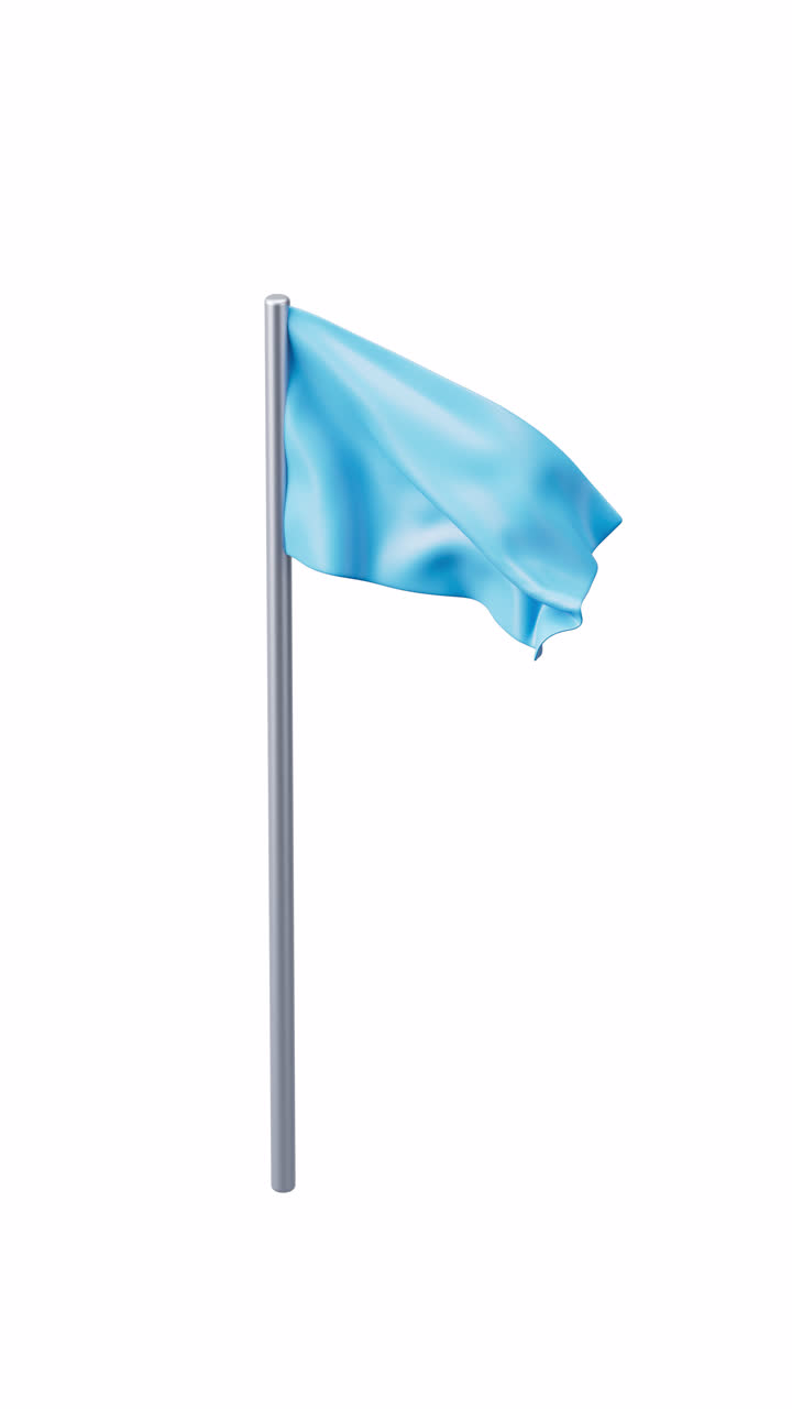 Loop animation of flowing blue flag on alpha, 3d rendering.