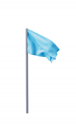 loop animation of flowing blue flag on alpha, 3d rendering.