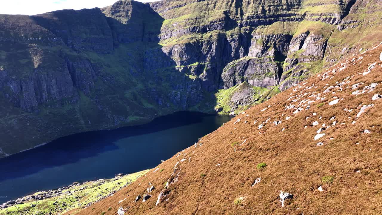 Coumshingaun lake steep cliffs and deep water Comeragh Mountains Waterford Ireland
