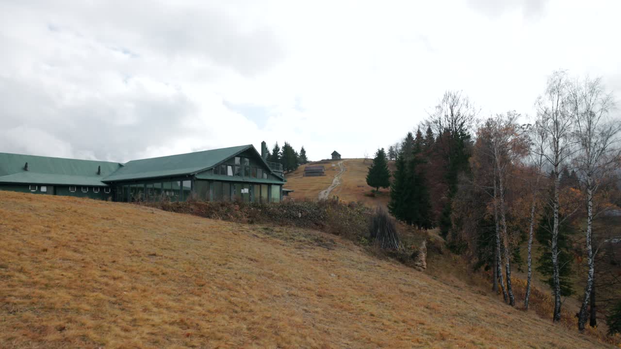 A View Of Amfiteatrul Transilvania Ecological Complex Near Moieciu de Sus In Transylvania Region, Romania. Static Shot
