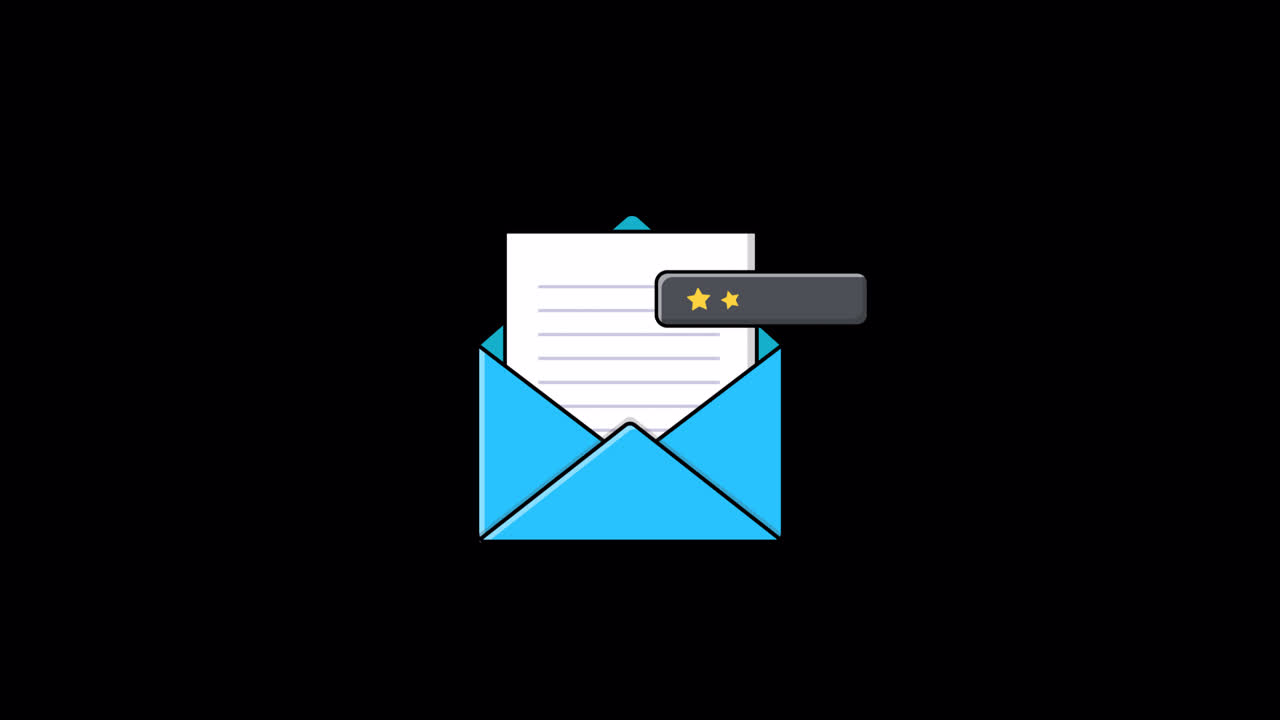 Animeret e-mailkonvolut med stjernebedømmelsesfeedback