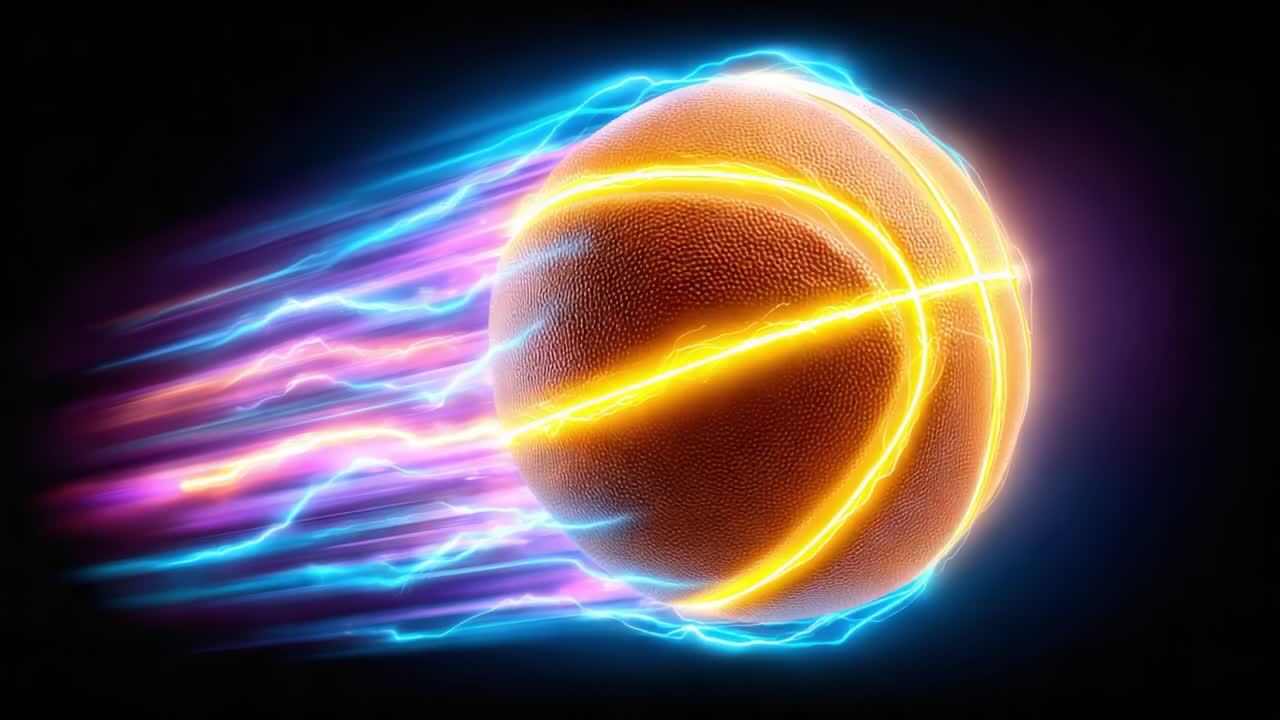 Dynamic Basketball Motion: An Electrifying Journey Through Time Captured in Two Frames, Showcasing the Energy and Rhythm of a Spinning Basketball in Motion