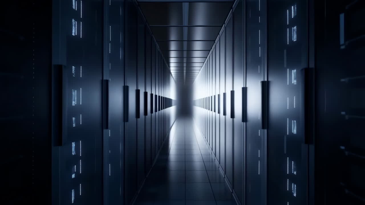 Futuristic Data Center Server Room Corridor