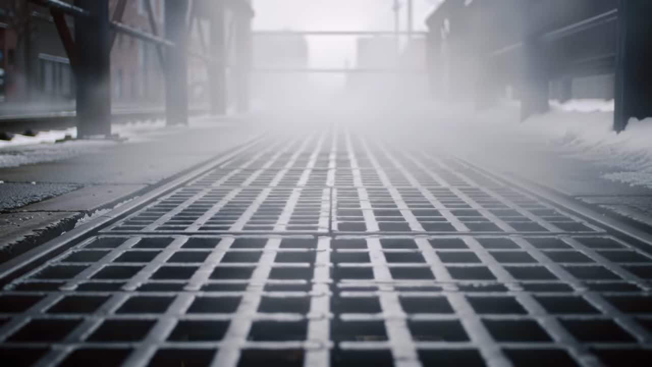 Industrial Bridge Path in Cold Weather