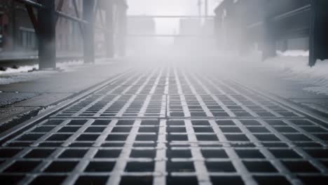 industrial bridge path in cold weather