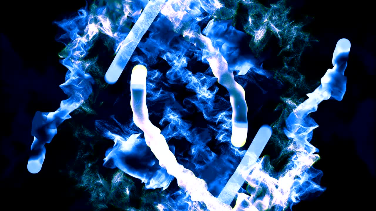 모양을 형성하는 입자의 다중 스트림, 3d 애니메이션, 루핑