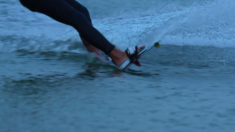 water splashes from person waterskiing in the sea in rewa, poland