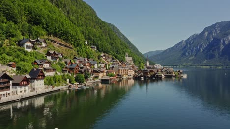 beautiful mountain village by a lake