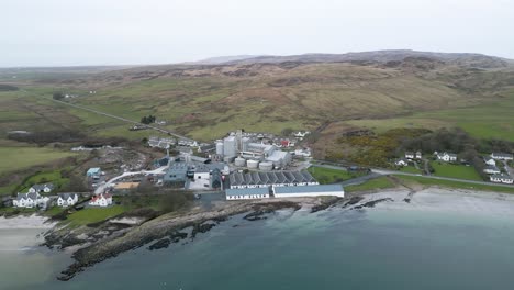 flying over a scottish whiskey distillery in islay