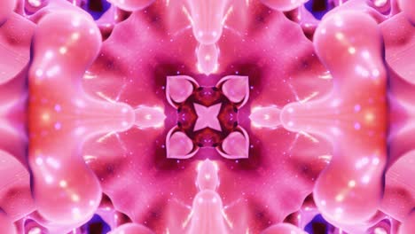 estructuras 3d simétricas abstractas como el caleidoscopio líquido en animación en bucle, gradientes de color suaves con brillo brillante. efecto caleidoscopia con ondas abstractas. hermoso patrón 3d abstracto bg. dof