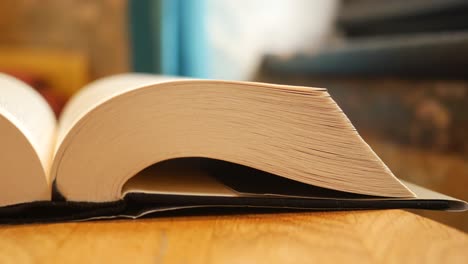 open book on wooden table