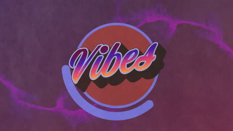 animation of vibes text over purple abstract shape changing and waving