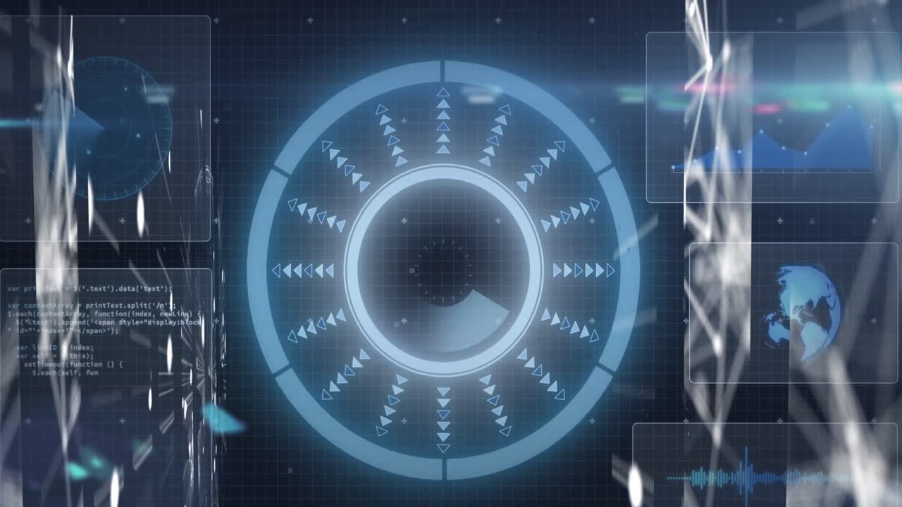 검은 바탕에 스 ⁇  스캐닝과 함께 데이터 처리의 애니메이션