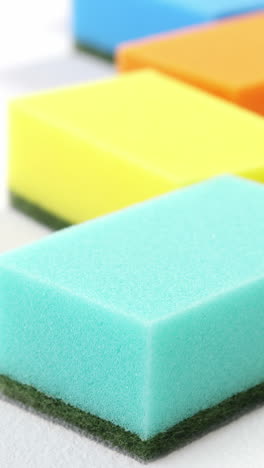 close-up of various cleaning sponge