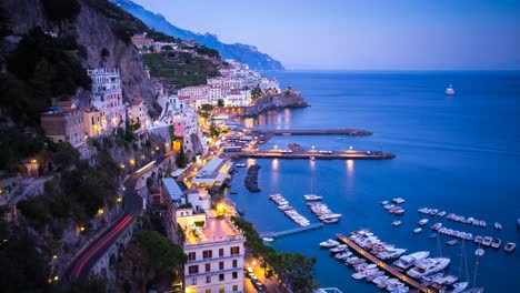 stunning night view of the amalfi coast, italy
