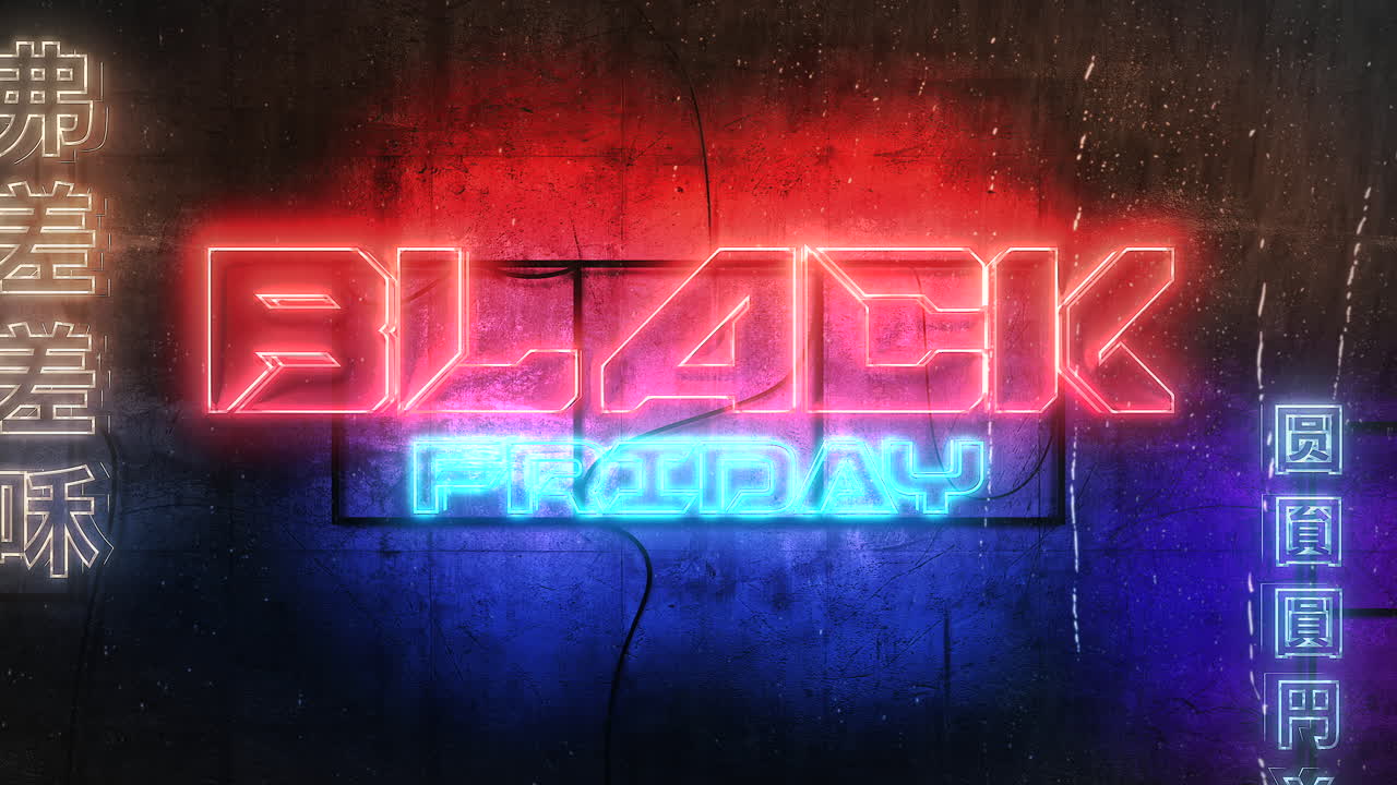 viernes negro con luz de neón en la ciudad de japón