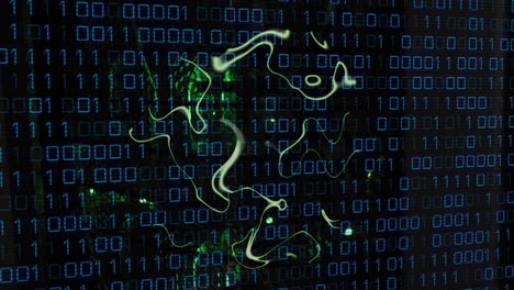 animación del procesamiento de datos de codificación binaria a través de servidores informáticos