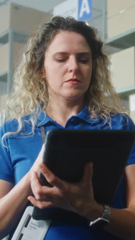 warehouse employee using tablet