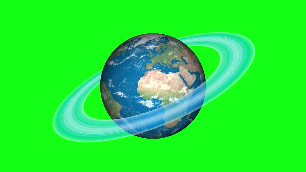 If World has a Saturn rings. Surrealistic 3D rendering, fantasy animation. World with Saturn's ice rings.