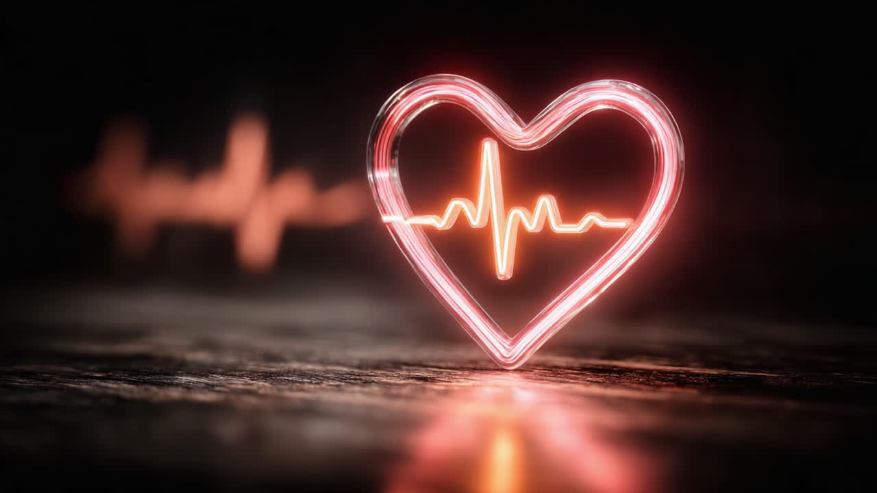 Captivating Heartbeat: A Glowing Heart Shape with an EKG Line Illustrating Heartbeat Rhythm, Symbolizing Love, Health, and Emotion in a Striking Visual Format